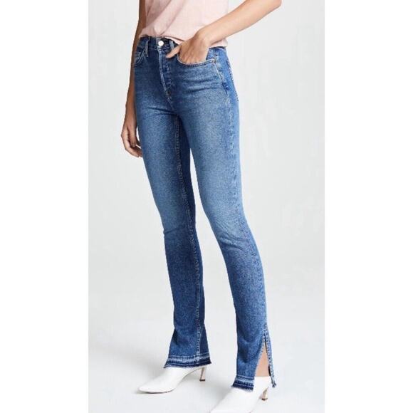 Cotton Citizen High Split Skinny Leg Frayed Hem Belted‎ 27 NWT $295 - Picture 1 of 14